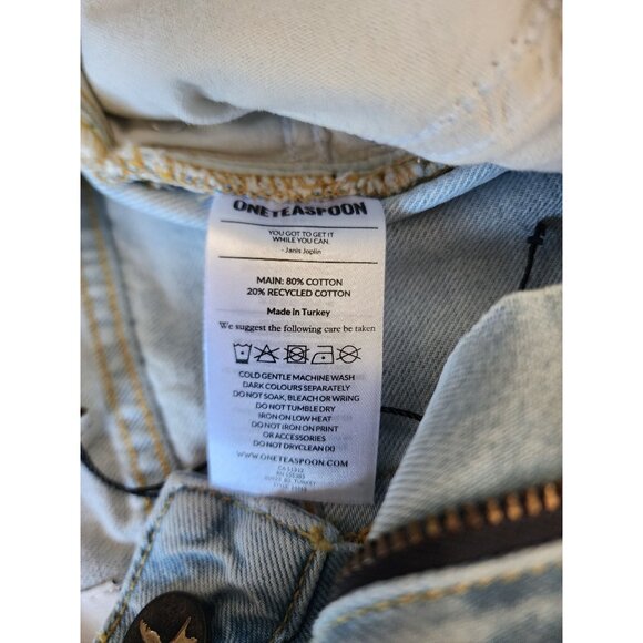 One Teaspoon The One high waist cheeky best blue denim shorts 24 - Picture 4 of 6